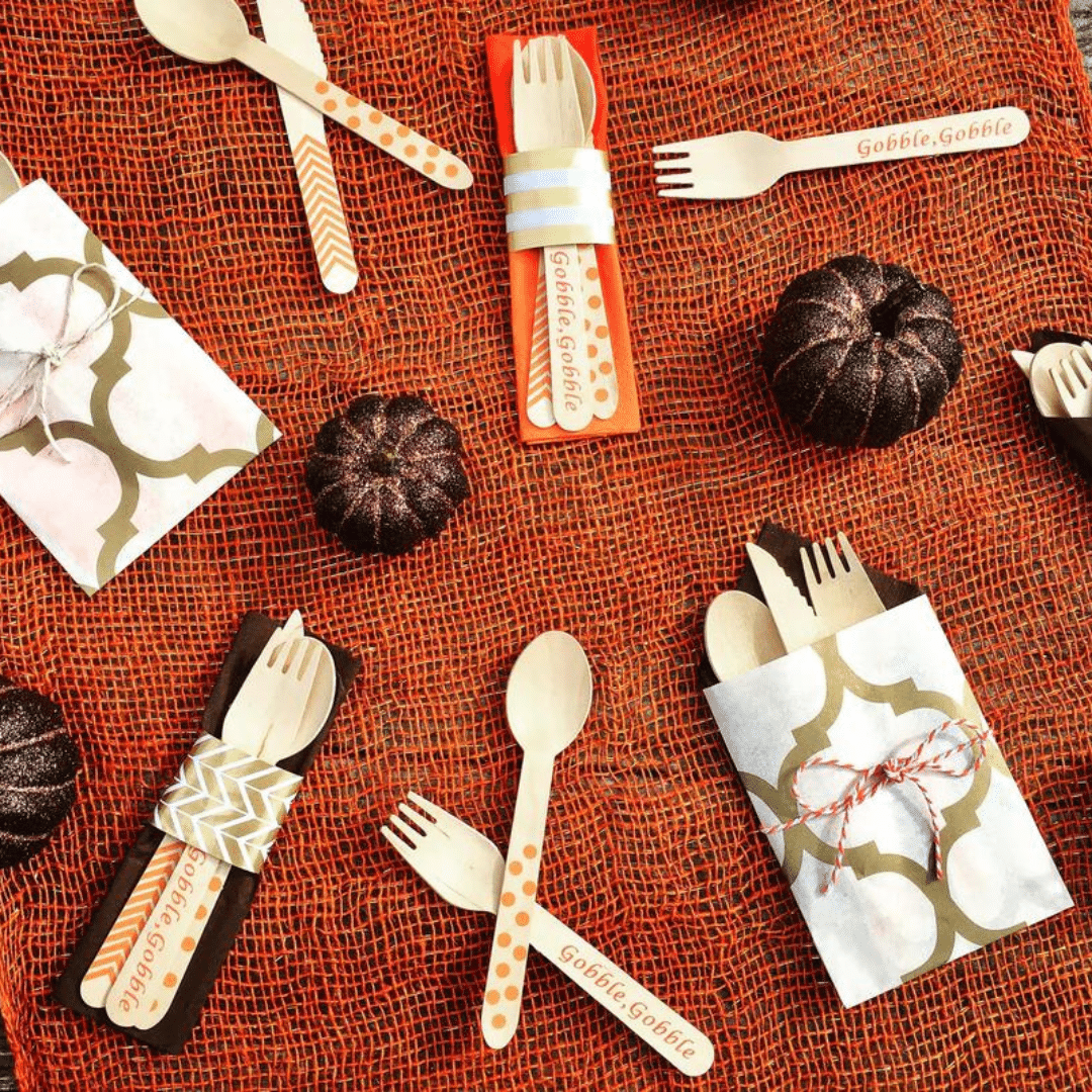 Gobble Gobble Disposable Thanksgiving Flatware, Set of 4 - Image 2