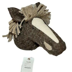 Indaba Trading Wool Felt Horse Head Wall Hanging for Home Decor for nurseries, kids rooms, or western themed rooms.