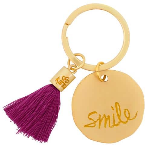 Tassel & Gold Engraved Charm Keychain image