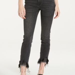 Dear John Stella Culver Super High Rise Cropped Slim Black Denim with Jeweled Ankles image