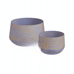 Distressed Periwinkle Embossed Planters, Set of 2