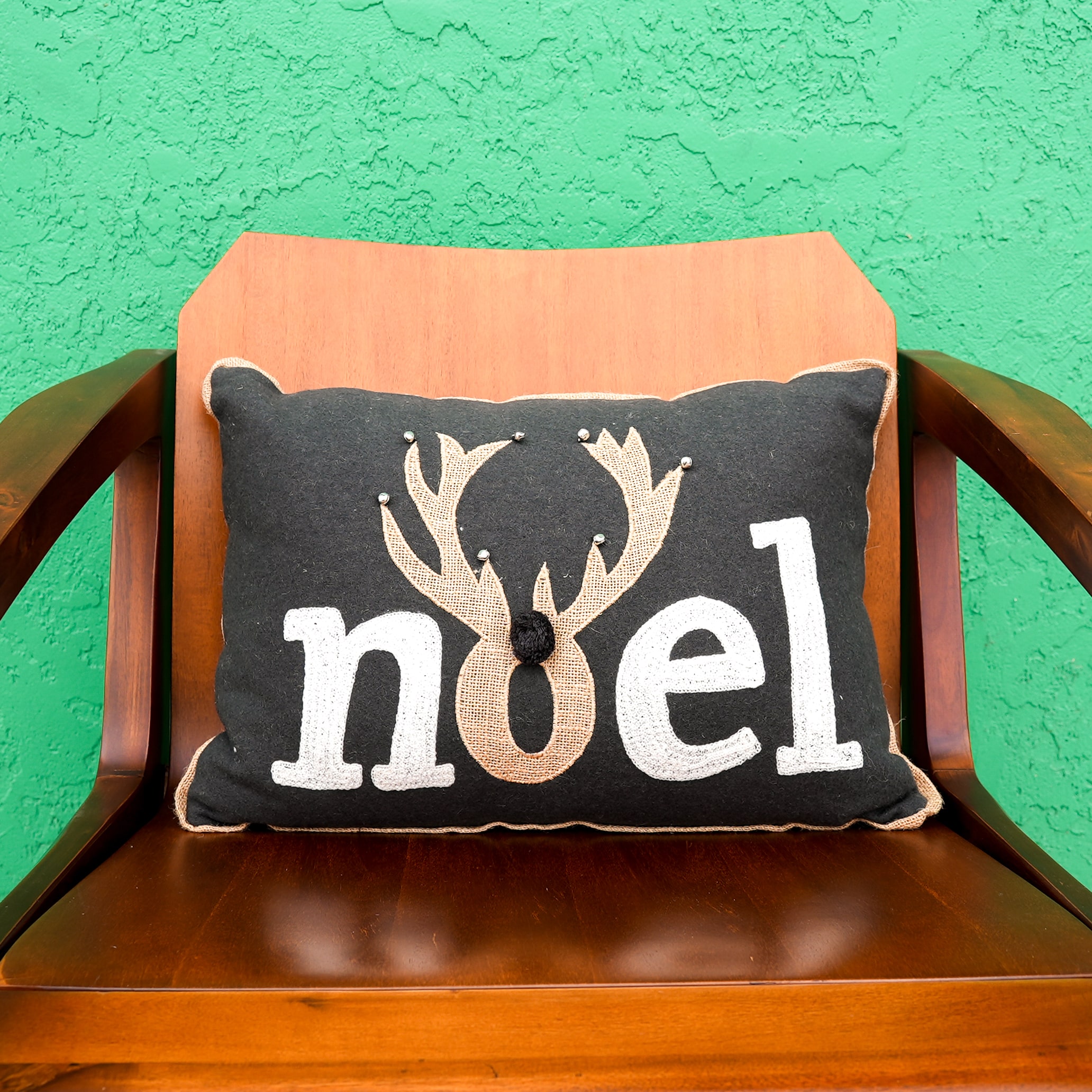 Christmas Holiday Noel with Deer Lumbar Accent Throw Pillow - Image 2