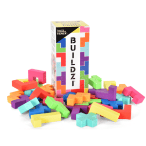 Carma Games Buildzi Fast Stacking Building Block Game for family game night, kids ages 6 and older and adults.