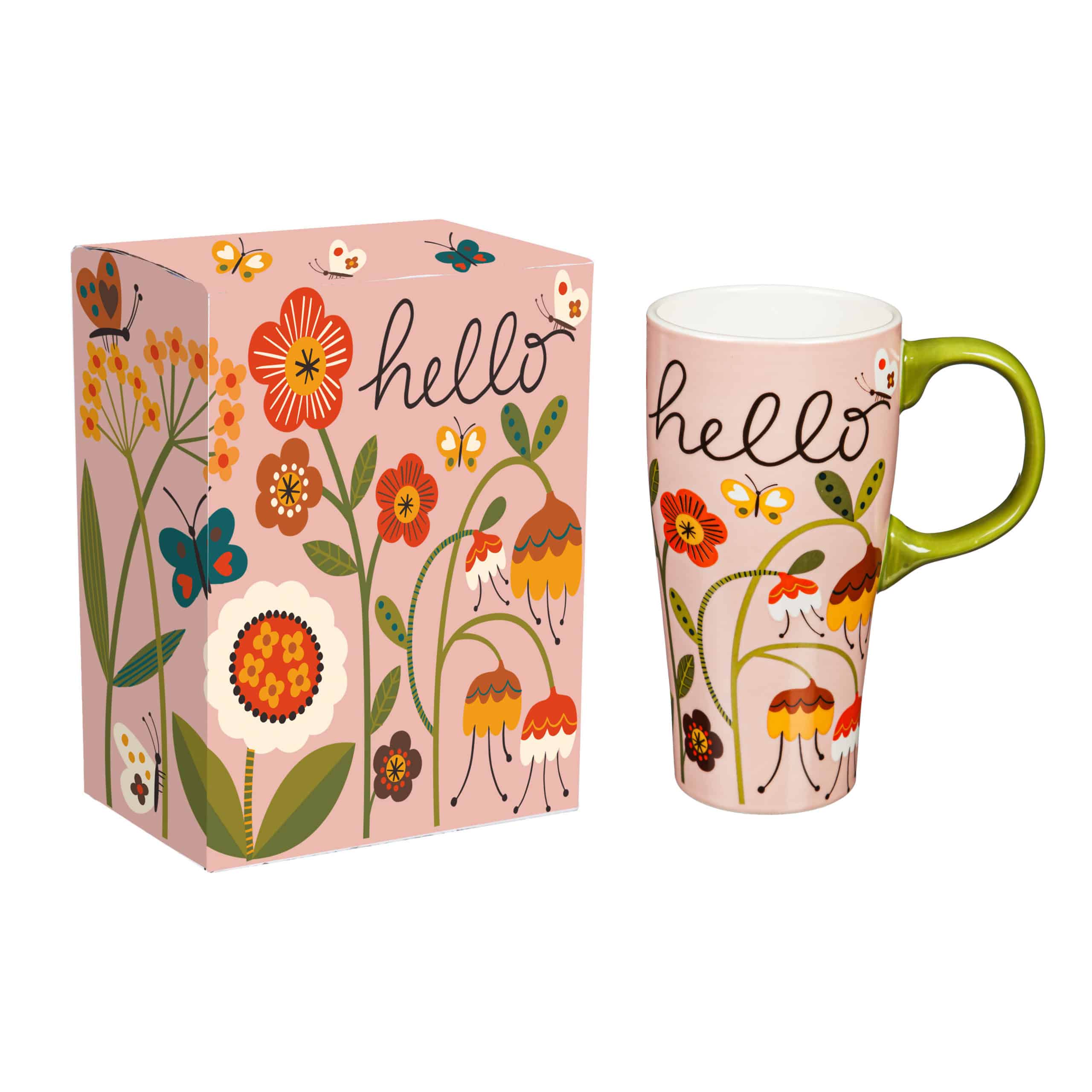 Ceramic Floral Pink “Hello” Mug and Gift Box image