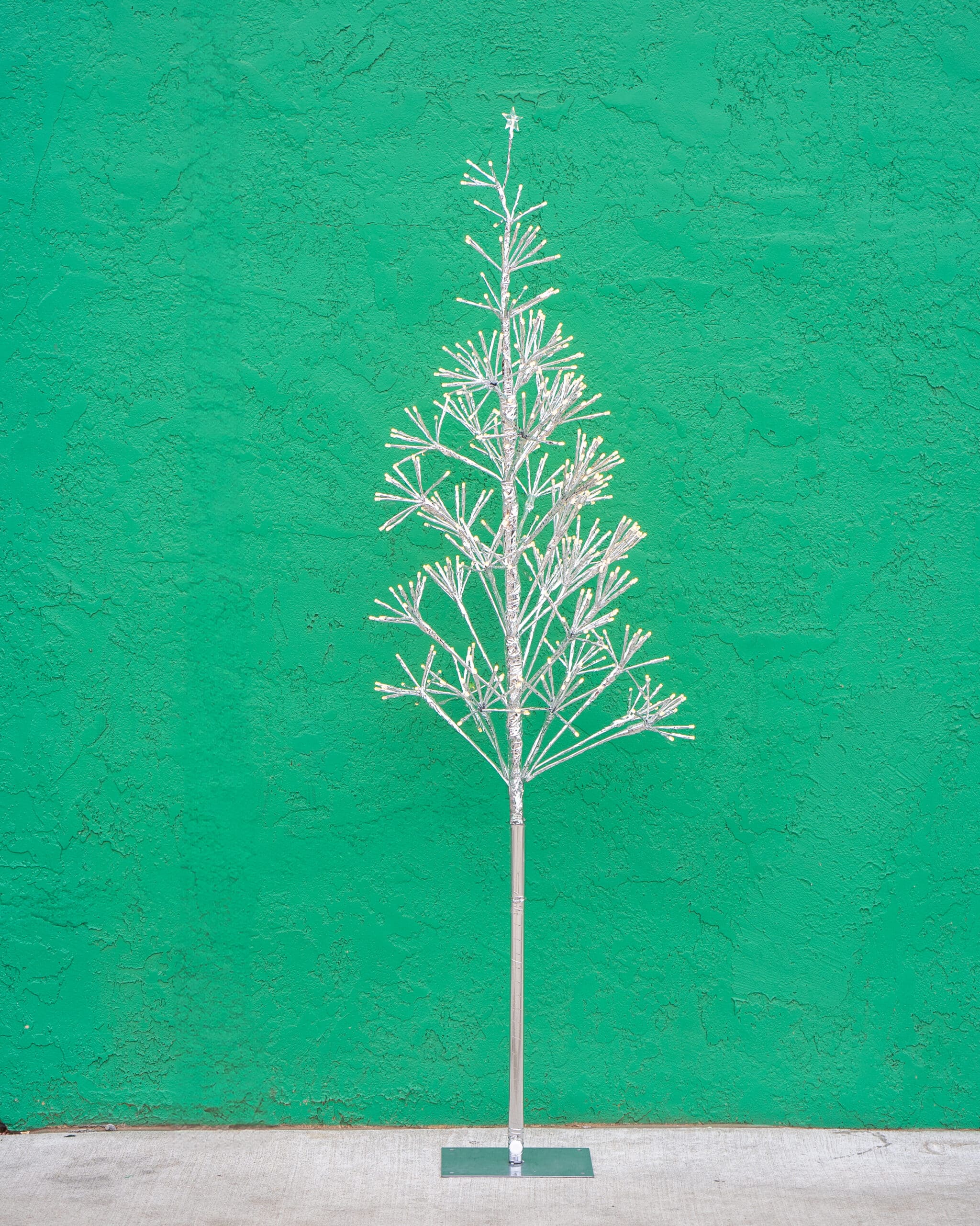Indoor/Outdoor Silver Lighted LED Tree: 5′ White image