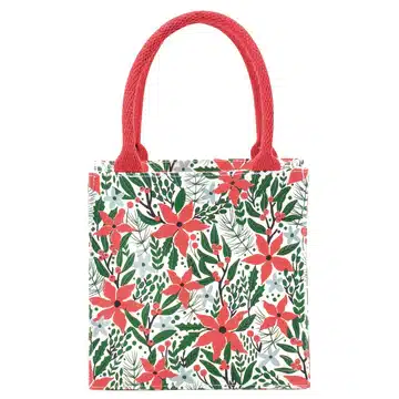 Canvas Reusable Medium Gift Bag | Holiday Poinsettia image