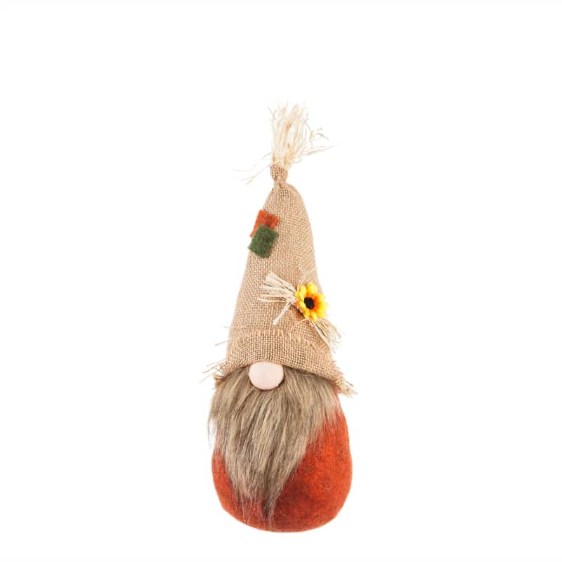 LED Light-Up Nose Plush Gnome with Burlap Applique Hat | Small image