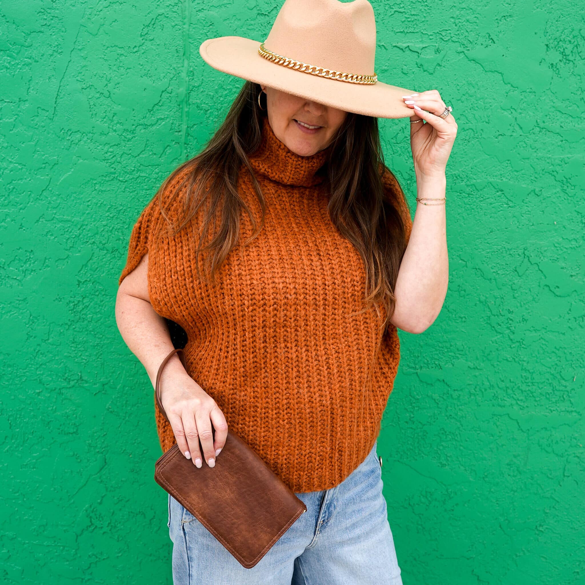 Copper Overlay Sleeveless Chunky Cable Sweater image