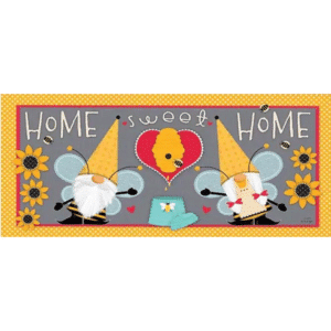 Honey Bee Gnomes "Home Sweet Home" Sassafras Switch Door Mat Insert for porch, patio, front door Home decor or stair riser mats
