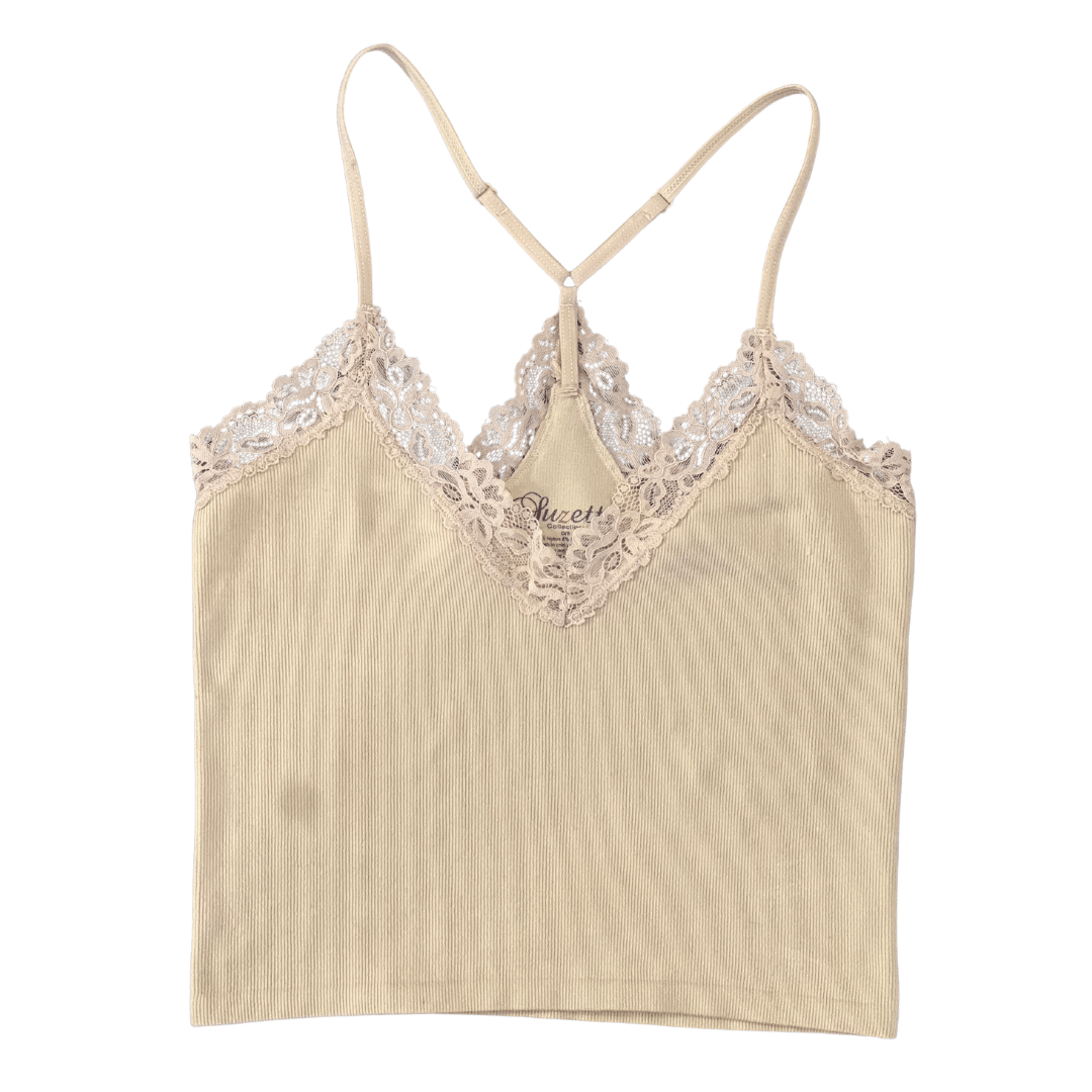 Sand V-Neck Bralette with Lace image