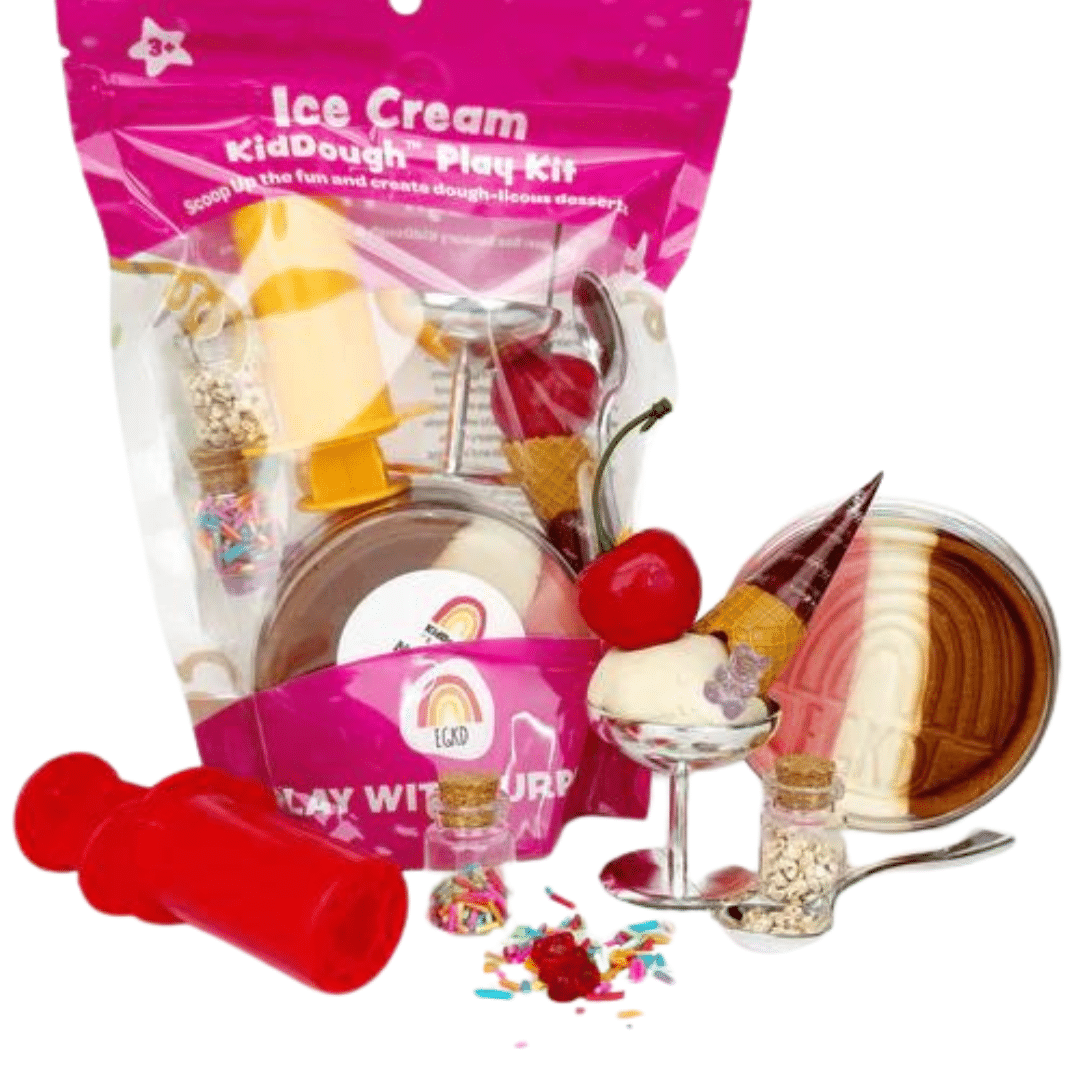 KidDough Play Kits | Ice Cream Figurines (Neapolitan Colored Dough) image
