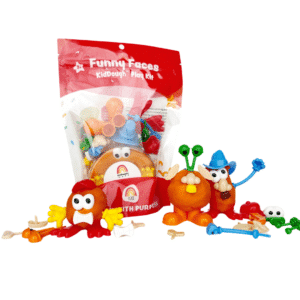 KidDough Play Kits with Funny Faces Figurines and Mango Tango Yellow Orange Dough for creative kids play ages 3 and up