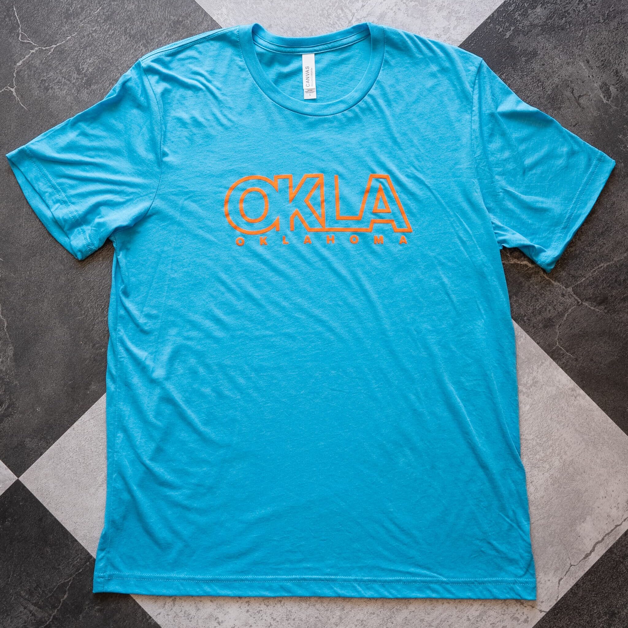 Bright Blue with Orange “OKLA” Souvenir Unisex Tee image