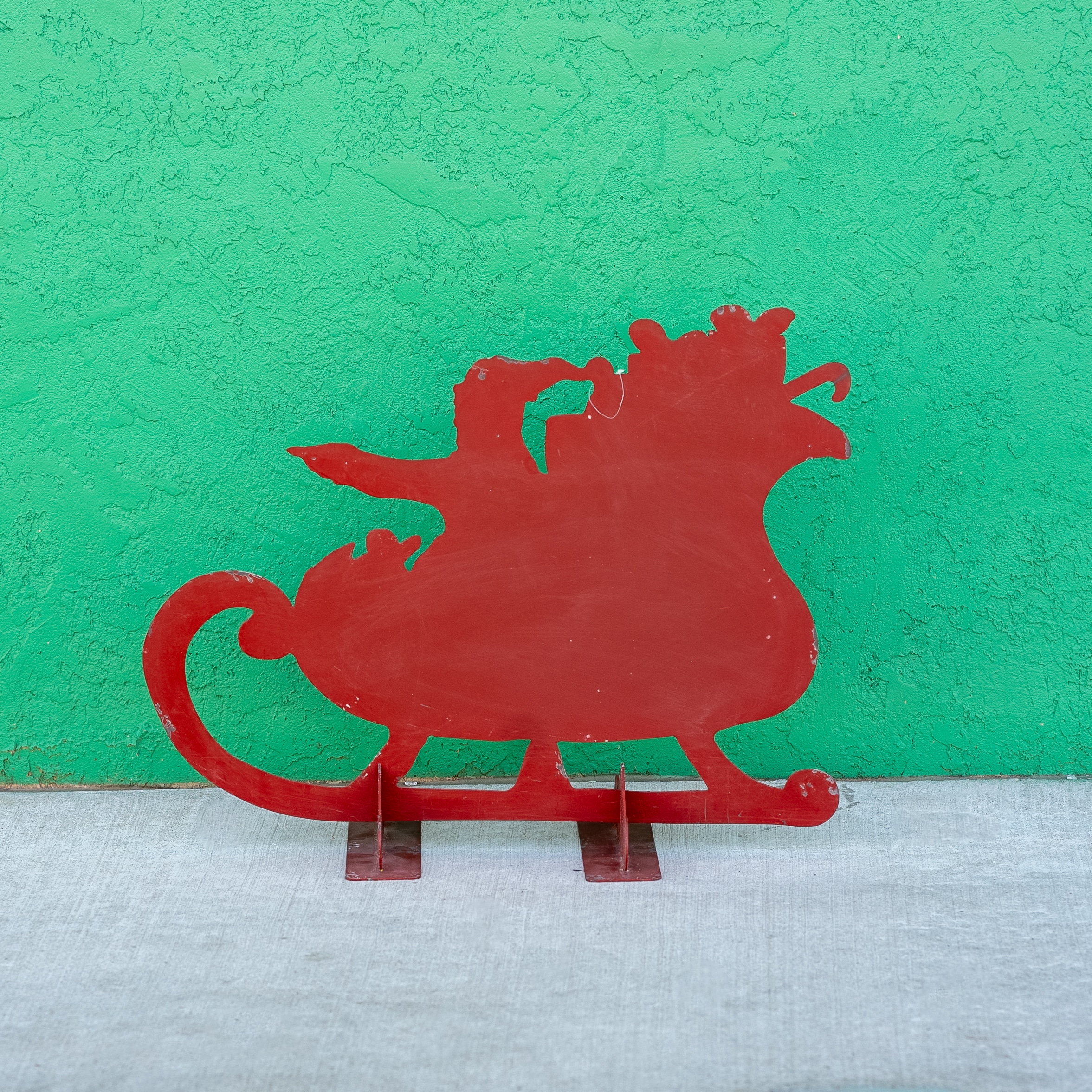 Indoor/Outdoor Red Metal Santa in Sleigh Silhouette image